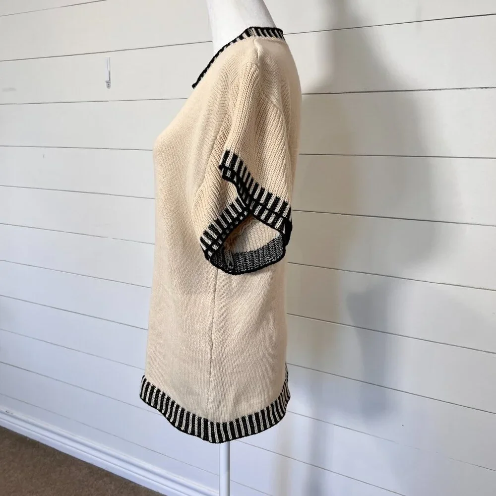 Miss Sparkling Cream and Black Short Sleeve Sweater Size XL - Picture 5 of 8